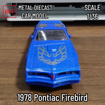 1:36 Металлический литой под давлением Модель автомобиля Repilca 1978 Pontiac Firebird Black Blue Scale Миниатюрная коллекция Автомобиль Детская игрушка для мальчика
