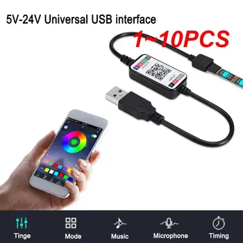 1 ~ 10 шт. Мини диммер Светодиодное приложение Bluetooth совместимый контроллер RGB SMD5050 5 В 4-контактный USB Цветная музыка для дома Умные ленты