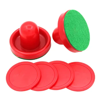 1 Набор шайб для аэрохоккея Ракетки Толкатели для аэрохоккея Сменные аксессуары для игровых столов ( красный + зеленый )