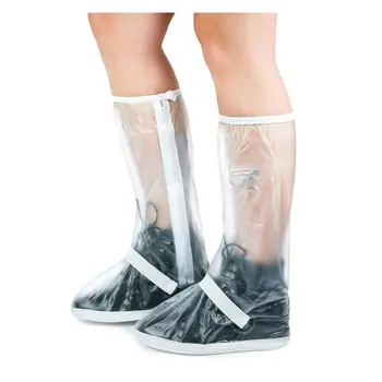 1 пара Белый чехол для обуви Протектор ПВХ Прозрачные бахилы Водонепроницаемые резиновые сапоги L-размера Дождь День дождя