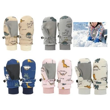 1 пара Детские водонепроницаемые лыжные перчатки Зимние теплые варежки без пальцев Ветрозащитные перчатки для малышей для активного отдыха Катание на коньках Q81A
