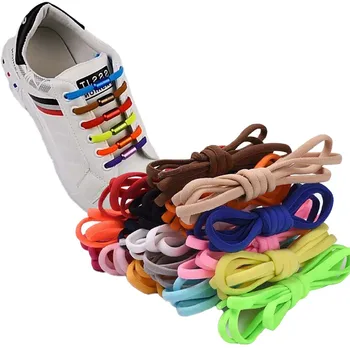 1 пара Шнурки Press Lock без завязок Эластичные шнурки Кроссовки 5 мм Расширенные круглые без галстука Шнурки для обуви Детские взрослые шнурки для обуви