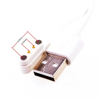 1 шт. Зарядный кабель Умные часы Магнитный Pogo Pin Разъем 2 Pin 4,0 мм Шаг смарт-часов Адаптер USB A Разъем Штекер 60 см