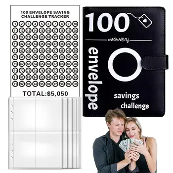  100 Day Savings Challenge Binder Money Organizer Для наличных с конвертами с наличными Лист и наклейки Легко и весело Конверт 100