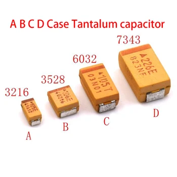 10PCS A B C D Корпус Танталовый конденсатор 6 В 10 В 16 В 25 В 35 В 50 В 0,1 мкФ 1