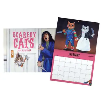 12 Month Cat Calendar Креативный ежемесячный календарь Scaredy Cat Wall для планирования, организации и ежедневного планировщика