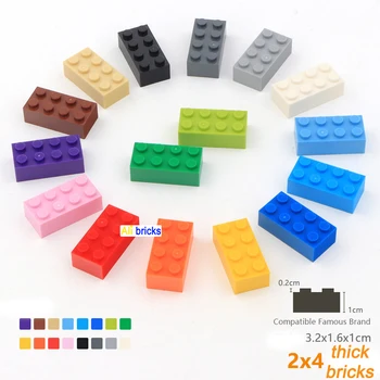 200 шт. DIY Строительные блоки 2x4 Dot Толстые фигуры Кирпичи Образовательный творческий размер, совместимый с 3001 пластиковыми игрушками для детей