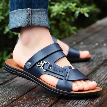 2023 Новые летние мужские сандалии На открытом воздухе Нескользящие дышащие тапочки с открытым носком Повседневная пляжная обувь