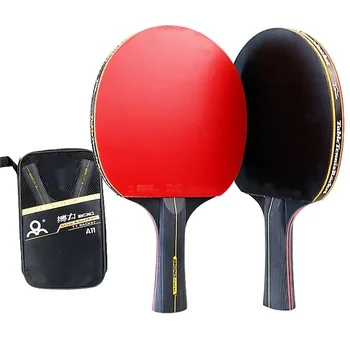 2PCS Профессиональная 6-звездочная ракетка для настольного тенниса Ракетка для пинг-понга Набор прыщей-в резине высокого качества лезвие биты весло с сумкой