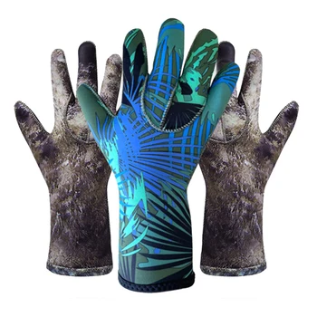 3 мм Неопреновые перчатки для дайвинга Камуфляж Теплые перчатки для взрослых Профессиональные Подводная охота Рыбалка Защита от проколов Плавание Перчатки для серфинга
