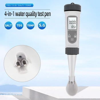 4 В 1 Измеритель TDS Концентрация соли в воде SALT/TDS/EC/Tempmeter Цифровой тестер монитора качества воды для бассейнов Аквариумы