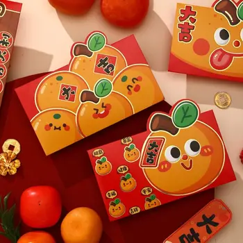 4 шт. Китайский Новый год Красные конверты 2024 года дракона Hongbao Lucky Money Конверты Красный пакет для украшения весеннего фестиваля