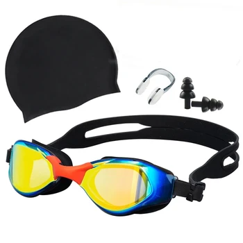 4 шт./компл.,,цветные покрытые очки для плавания, профессиональные водонепроницаемые силиконовые очки для плавания с защитой от запотевания, очки для водных видов спорта, мужские и женские