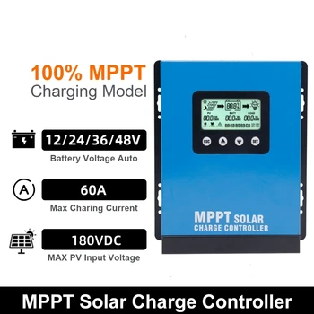40A 50A 60A MPPT Солнечный контроллер заряда Регулятор солнечной системы для 12 В 24 В 36 В 48 В литий/свинцово-кислотный/затопленный/герметичный/гелевый аккумулятор