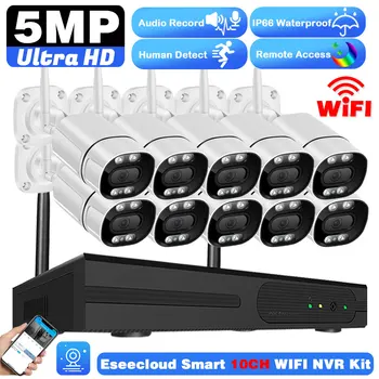 5MP Беспроводная WiFi камера 2-сторонняя аудио полноцветная система наружный аудио видеорегистратор камеры видеонаблюдения 10-канальный сетевой видеорегистратор комплект видеонаблюдения