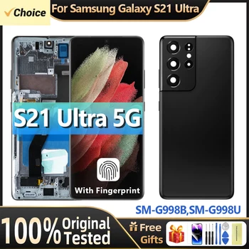 6,8 '' AMOLED ЖК-дисплей для Samsung Galaxy S21 Ultra 5G G998F G998B ЖК-дисплей в сборе Сенсорный экран SM-G998 с крышкой рамы