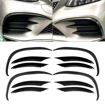 6x Автомобильный передний бампер Губа Сплиттер Спойлер + Противотуманная фара Декоративная накладка для Mercedes Benz W205 C-Class C200 C260 2019-2021