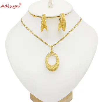 Adixyn Hollow Ожерелье / Серьги Ювелирные изделия Набор ювелирных изделий золотого цвета Модные ювелирные изделия для женщин Эфиопские / африканские подарки для вечеринок N02209