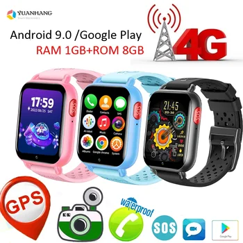 Android 9 Smart 4G Удаленная камера GPS Отслеживание местоположения ребенка Студент Google Play Сердечный ритм Термометр Монитор Умные часы Телефон Часы