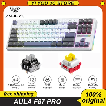 Aula F87 Pro Механическая клавиатура Tri Mode 2.4G / Wired / Bluetooth 5.0 Беспроводная клавиатура 87 клавиш Hotswap RGB Pbt Игровая клавиатура для ПК