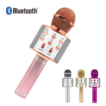 Bluetooth Караоке Микрофон Беспроводной микрофон Профессиональный динамик Портативный микрофонный плеер Поющий рекордер на открытом воздухе