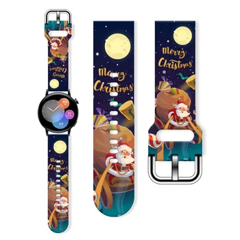Cartoon Christmas Series 2 Печатный силиконовый ремешок для Huawei GT Samsung FB-Versa Watch 22MM 20MM Ремешок для часов Замена