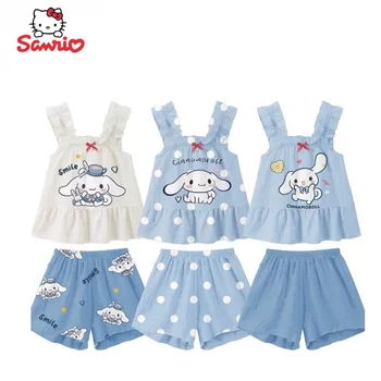 Cinnamoroll аниме мультфильм сладкая пижама с подтяжками детская летняя одежда с кондиционером Sanrio новые шорты комплект домашняя одежда