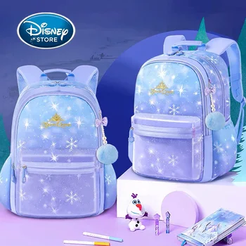 Disney Frozen Snow Queen Elsa Gradient Рюкзак для девочек и детей Студенческие рюкзаки большой емкости Детский рюкзак с двойным плечом