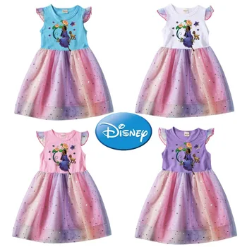 Disney Wish Платье для девочки Kawaii Мультяшная фигурка Аша Принцесса Платье Лето Сетчатые платья без рукавов Детские костюмы косплея