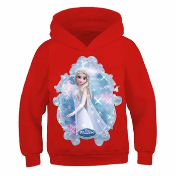 Disney Детские толстовки Frozen Anna Elsa Cartoon Girls Long Sleeve Sweatshirt Детская уличная одежда O-образный пуловер Детские свободные топы
