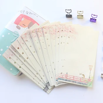 Domikee Новый симпатичный корейский корейский внутренний бумажный лист с 6 отверстиями для скоросшивателя, спираль, блокнот, канцелярские принадлежности: сетка, линия, точка, пустой A6 80 листов