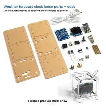 ESP8266 Мини-электронные часы DIY Kit 0,96-дюймовый OLED-дисплей поддерживает сеть 2.4G Wi-Fi Забавные сварочные детали своими руками с оболочкой