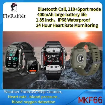 Flyrabbit Прочные Военные Умные Часы Для Мужчин Для Android IOS Ip68 Водонепроницаемые 1,85 '' AI Voice Ftiness Bluetooth Call Smartwatch 2024
