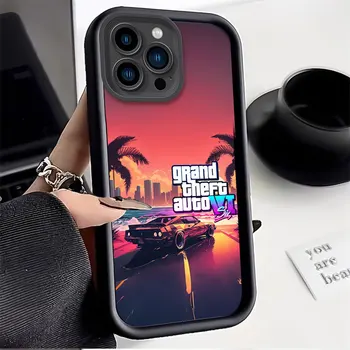 Grand Theft Auto GTA 6 Чехол для телефона для iPhone 11 12 13 14 15 Pro Max XS XR X 7 8 Plus SE 2020 2022 Мягкий силиконовый чехол Funda