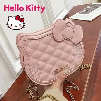 Hello Kitty Сумка через плечо для женщин из искусственной кожи Сумка-мессенджер Симпатичная розовая диагональная цепочка Монета Дорожная сумка для девочек