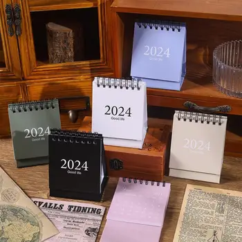 Journamm 2023-2024 Однотонный мини-настольный календарь с двухпроводным переплетом Ежедневник График работы Школьные канцелярские принадлежности