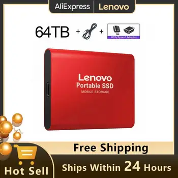 Lenovo SSD USB 3.0 Высокоскоростной твердотельный накопитель 64 ТБ 32 ТБ 16 ТБ Портативный внешний жесткий диск Type-C 8 ТБ 4 ТБ для ноутбуков