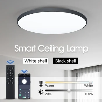 MANVIV LED Smart Modern Потолочный светильник светодиодные светильники с дистанционным / прикладным управлением 220 В с регулируемой яркостью светильник освещение домашний декор для комнаты