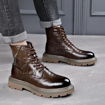 Martin Boots Мужские зимние американские кожаные с высоким верхом Открытый хлопок с плюшевым толстым низом Рабочая одежда Мягкие кожаные ботинки для мужчин