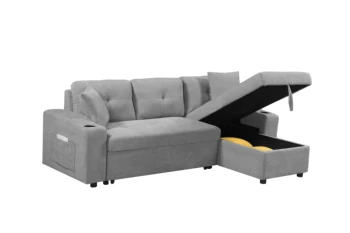 MEGA раскладной угловой диван с подлокотником, секционный диван для гостиной и квартиры, правый шезлонг и серый