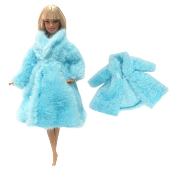 NK 1x Синяя Кукла Шерстяное Пальто Благородная Зимняя Одежда Мода Платье Аксессуары Одежда Для Куклы Барби Кукла Дети Девочка Игрушка