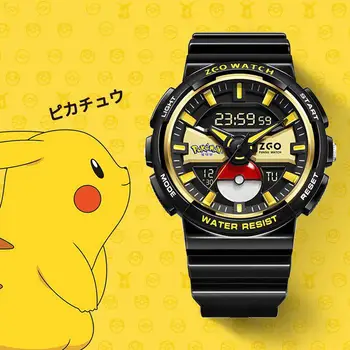 Pokemon Pikachu Детские часы Студенческий спорт Водонепроницаемые цифровые часы Светящиеся чувствительные ударопрочные Сопротивление падению Бойфренд Подарок