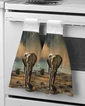Prairie Animal Elephant Полотенце для рук в ванной комнате Кухонные аксессуары Впитывающие полотенца для рук Пользовательские висячие полотенца Мягкая ткань для рук