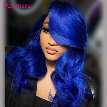 Punmasa Ocean Blue Body Wave 13x6 Кружевной передний парик для женщин 5X5 Кружевной парик 13x4 Парики из натуральных волос Прозрачное кружево PrePripped 200%