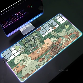 RGB Игровой коврик для мыши XXL Симпатичный Kawaii Большой светодиодный светящийся коврик для мыши Locking Edge Коврик для мыши Резиновые клавиатуры Коврики Подсветка Настольный коврик