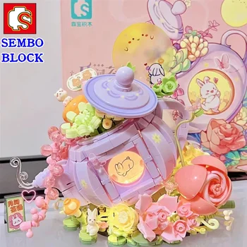 SEMBO Симуляция Серия цветочных домов Строительные блоки Головоломка с мелкими частицами Сборка детских игрушек Рождественские подарки для девочек