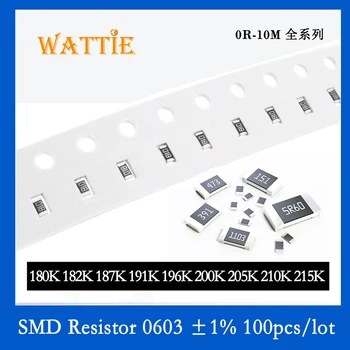 SMD Резистор 0603 1% 180К 182К 187К 191К 196К 200К 205К 210К 215К 100шт/лот Чип-резисторы 1/10 Вт 1,6 мм * 0,8 мм