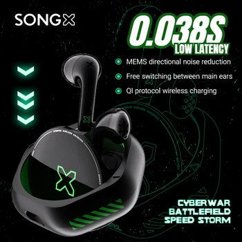 SONGX SX10 TWS Игровые наушники QI Беспроводная зарядка Bluetooth-наушники IPX4 Водонепроницаемые беспроводные наушники с шумоподавлением MEMS