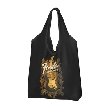Strat Гитара Бас Крутая сумка для покупок Многоразовые эко-сумки для продуктов Большая емкость Мешки для переработки рок-музыки Моющаяся сумка