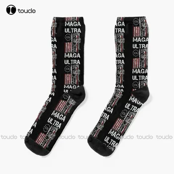 Ultra Maga Proud Ultra-Maga Носки Trump 2024 Зимние носки для женщин 360 ° Цифровая печать Удобный спортивный рождественский подарок для девочек